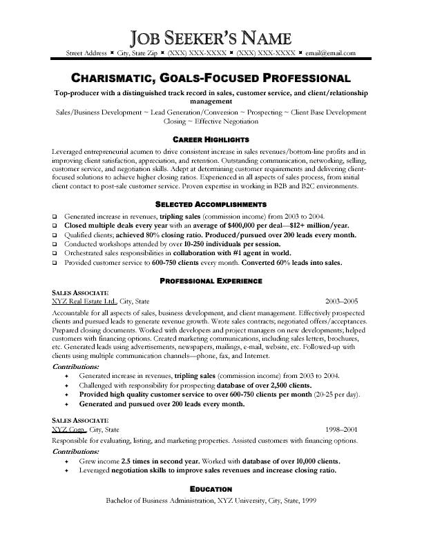 Resume Template For Sales Sales Resume Example